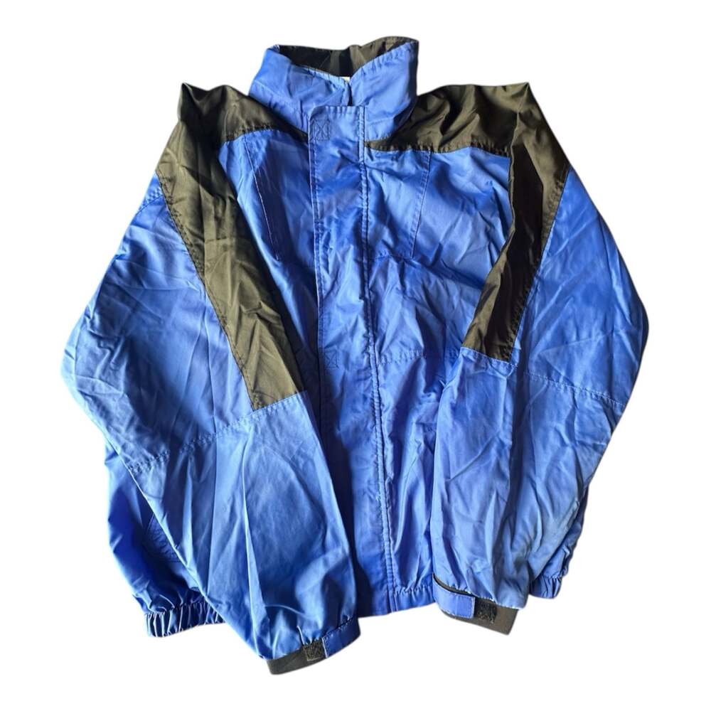 Vintage 90s Marlboro Unlimited Blue and Black Full Zip Nylon Windbreaker Jacket